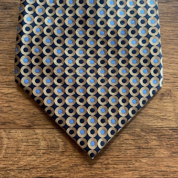 Lanvin Blue & Tan Circles Satin Tie - Picture 5 of 8
